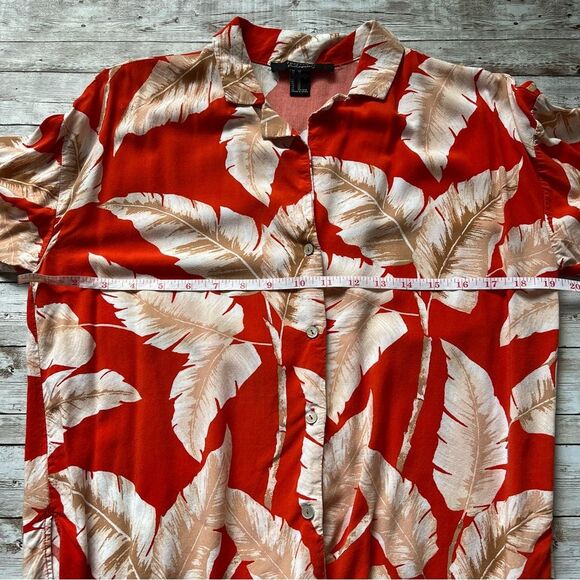Forever 21 Hawaiian Shirt Floral Button Down Orange Size XS - Picture 5 of 7